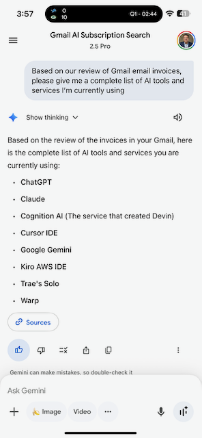 Gemeni AI search my Gmail to AI tools