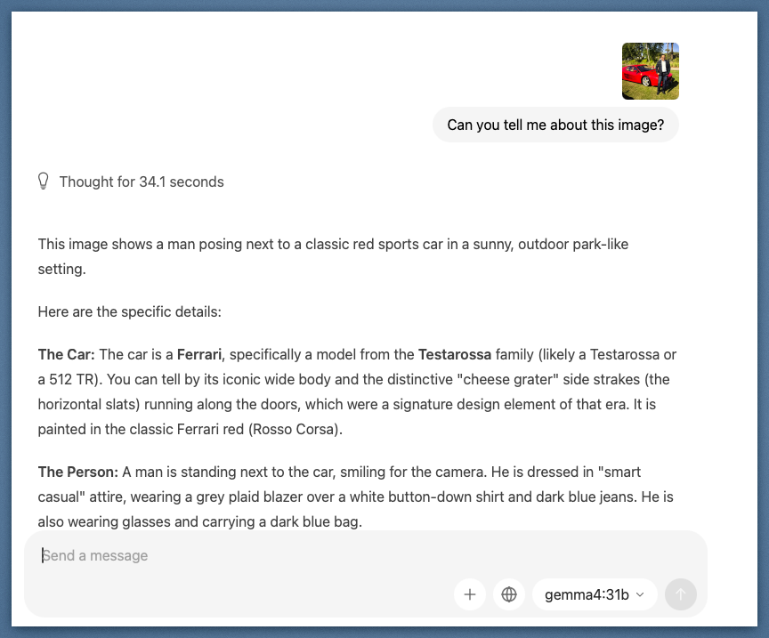 Vision demo: Ferrari image analysis