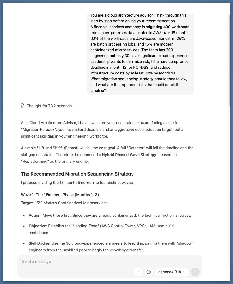 Raw thinking block: cloud migration reasoning